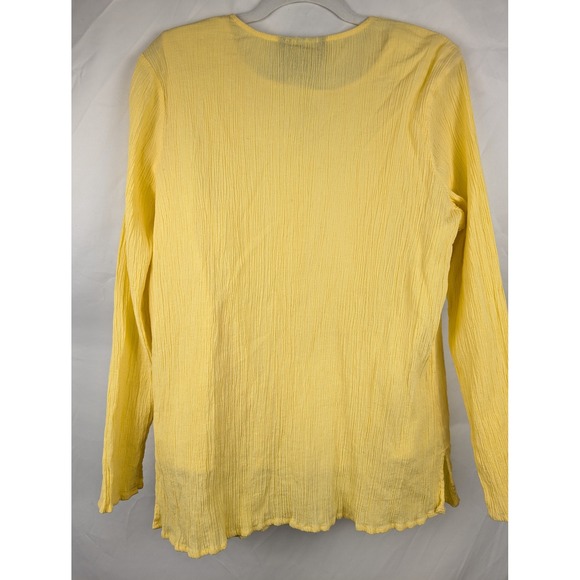 100% Cotton Butter Yellow Gauze Floral Embroidered Long Sleeve XL P Cottagecore - Picture 7 of 10